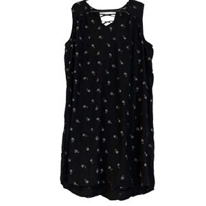 Denver Hayes black sleeveless floral pattern rayon summer dress  Sz 2XL